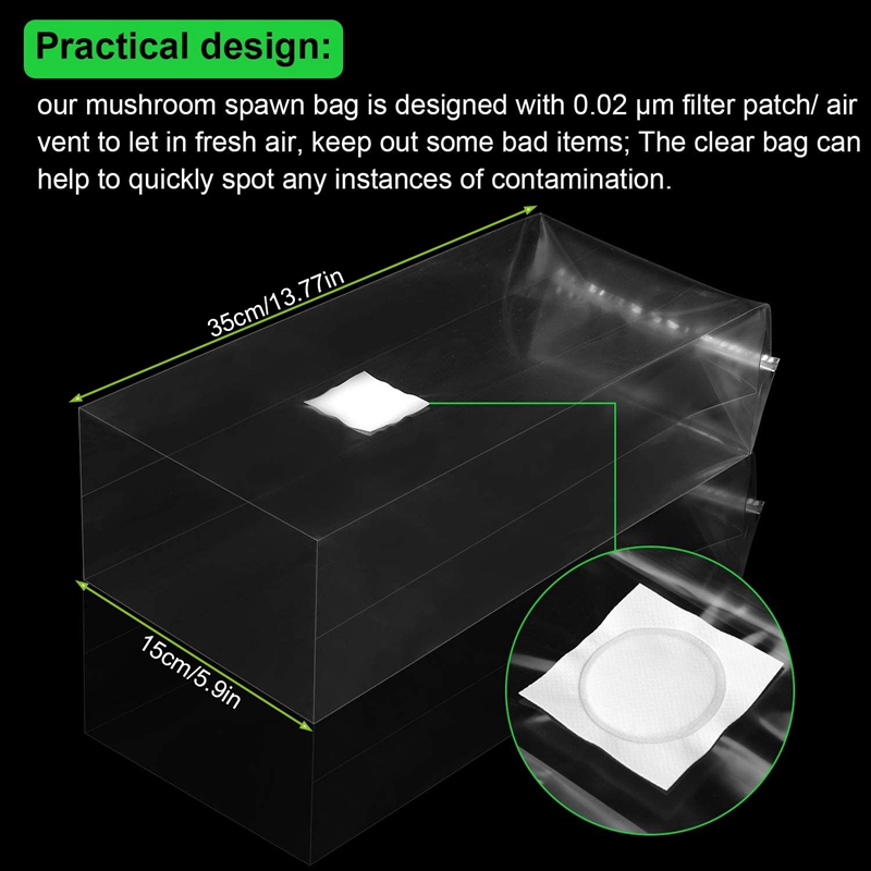 100 قطعة من أكياس زراعة الفطر، - مراجعة Mushroom Spawn Bag وسعره